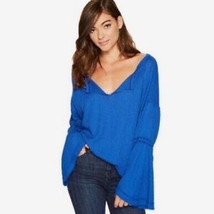 NWT Free People blue bell sleeved waffle knit